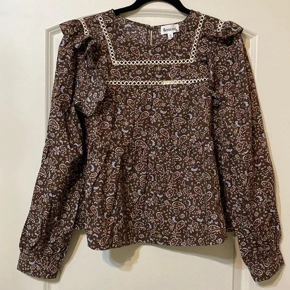 &merci Floral Ruffle Cotton Blouse - Brown - Picture 5 of 16